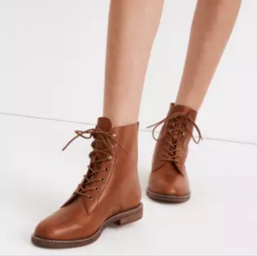 Madewell The Kellie Brown Lace Up Combat Boots